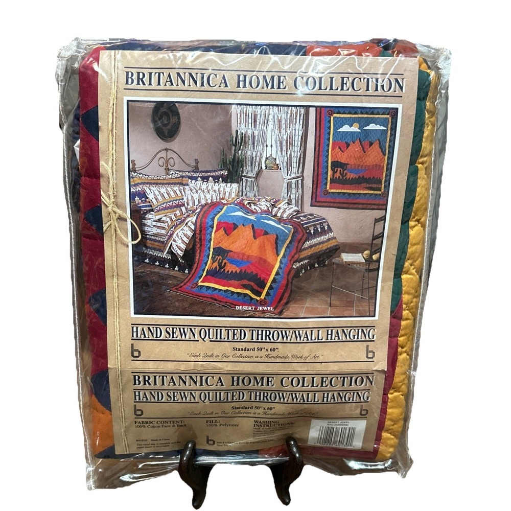 Britannica Home Collection Desert Jewel Hand Sewn Quilt Throw Wall Hanging 50x60